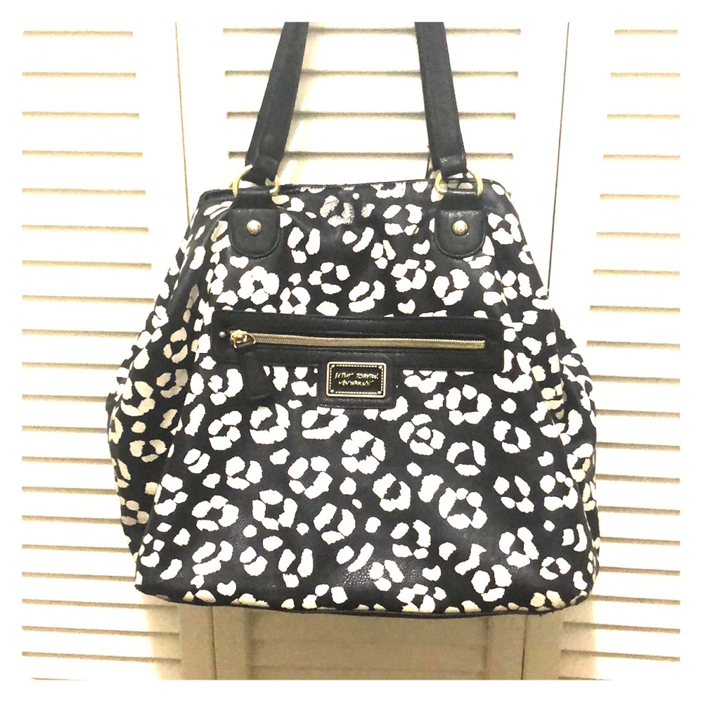 Betsey Johnson Black and White Leopard Large Purse